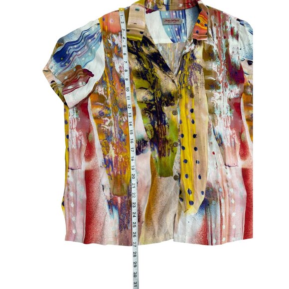 Jams World Facade Top Button-Up Colorful Hawaiian Shirt Short Sleeve Womens XXL - Picture 6 of 7
